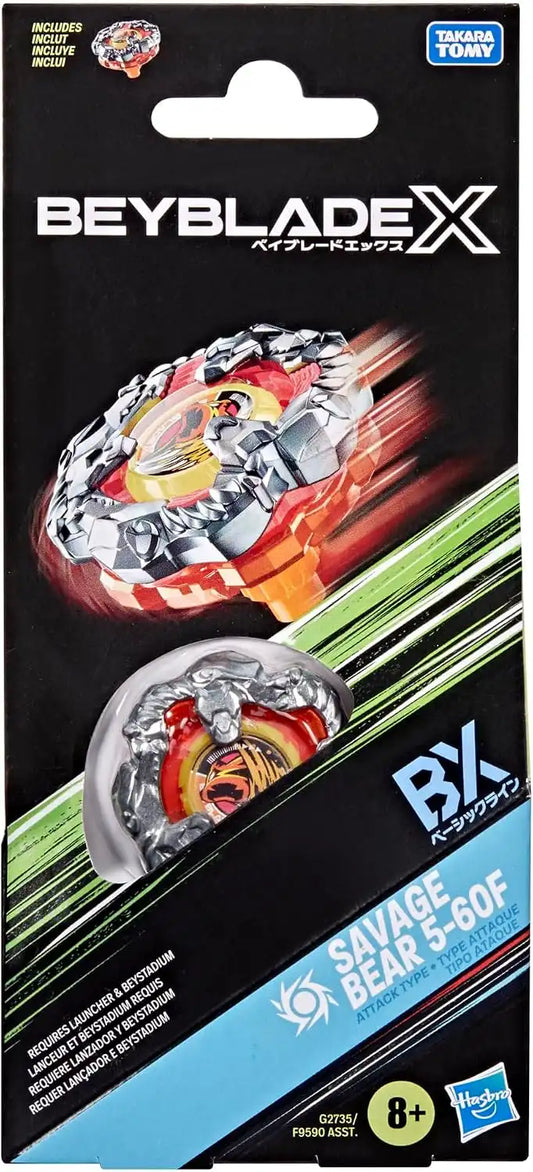 Beyblade X Savage Bear 5-60F BX Booster Pack Set with Takara Tomy Attack Type Top, Battling Tops Game Toys, Ages 8+