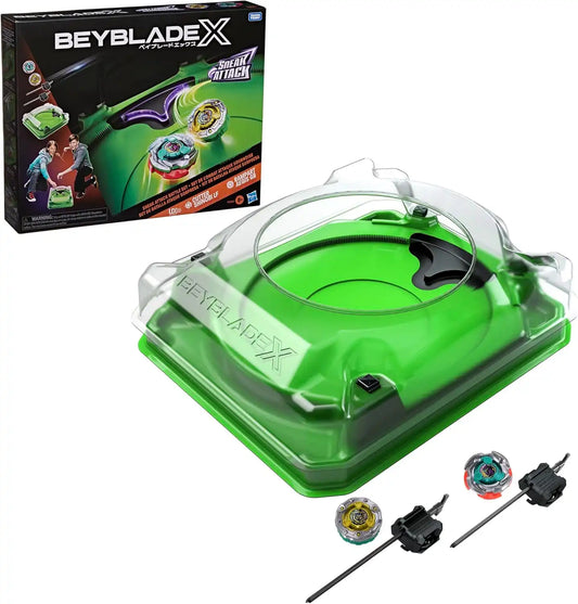 Beyblade X Sneak Attack Battle Set with Beystadium Arena, Rampart Aegis GB & Cutter Shinobi LF, 2 Right-Spinning Takara Tomy Battling Tops Game Toys, 2 Launchers, Ages 8+