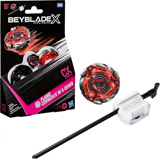 BEY BLADE X Flame Cerberus W 5-80WB CX Starter Pack Set, Takara Tomy Stamina Type Top and Launcher, Battling Tops Game Toys, Ages 8+