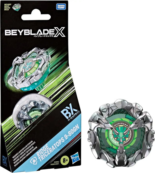 BEY BLADE X Ridge Triceratops 9-80GN Booster Pack Set with Takara Tomy Defense Type Top, Battling Tops Game Toys, Ages 8+