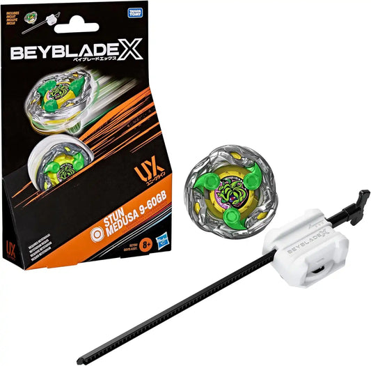 BEY BLADE X Stun Medusa 9-60GB UX Starter Pack Set with Takara Tomy Stamina Type Top and Launcher, Battling Tops Game Toys, Ages 8+