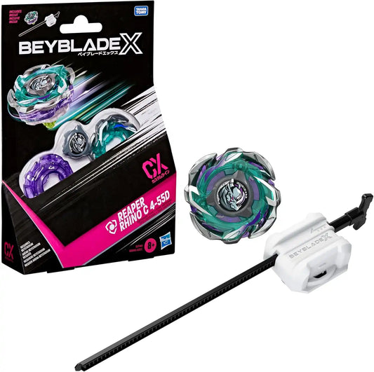 BEY BLADE X Reaper Rhino C 4-55D CX Starter Pack Set, Takara Tomy Defense Type Top and Launcher, Battling Tops Game Toys, Ages 8+