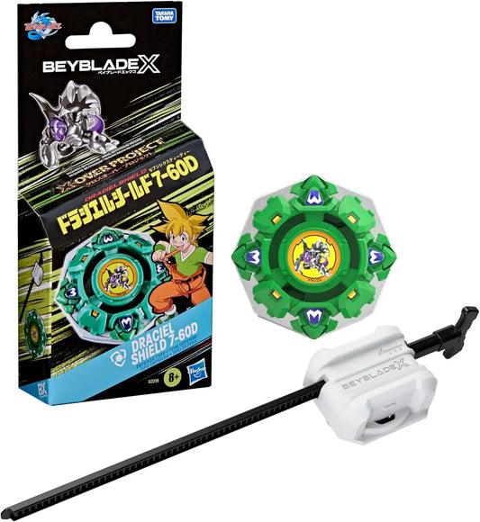 BEY BLADE X X-Over Project Draciel Shield 7-60D Pack Set with Takara Tomy Defense Type Top and Launcher, Battling Tops Game Toys, Ages 8+