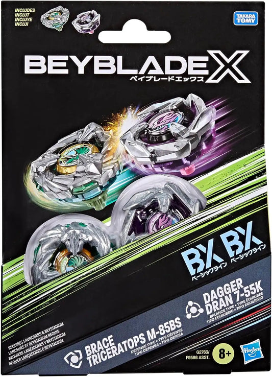 Beyblade X Brace Triceratops M-85BS BX & Dagger Dran 7-55K BX Dual Pack Set