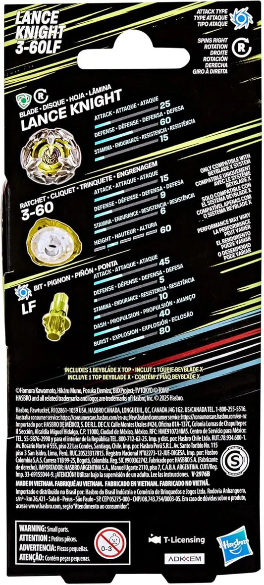 Beyblade X Lance Knight 3-60LF Booster Pack Set with Takara Tomy Attack Type Top, Battling Tops Game Toys, Ages 8+