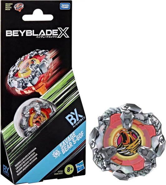Beyblade X Savage Bear 5-60F BX Booster Pack Set with Takara Tomy Attack Type Top, Battling Tops Game Toys, Ages 8+