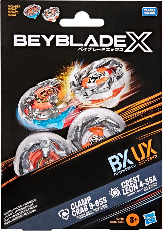 Beyblade X Clamp Crab 9-65S BX & Crest Leon 4-55A UX Dual Pack