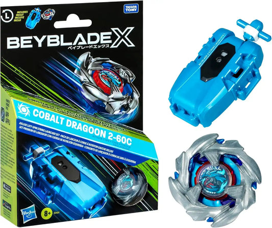 Beyblade X Cobalt Dragoon 2-60C Deluxe Left-Spin String Launcher Set with Attack Type Top Left-Spinning Top Toy; Great Gift for 8 Year Old Boys and Girls