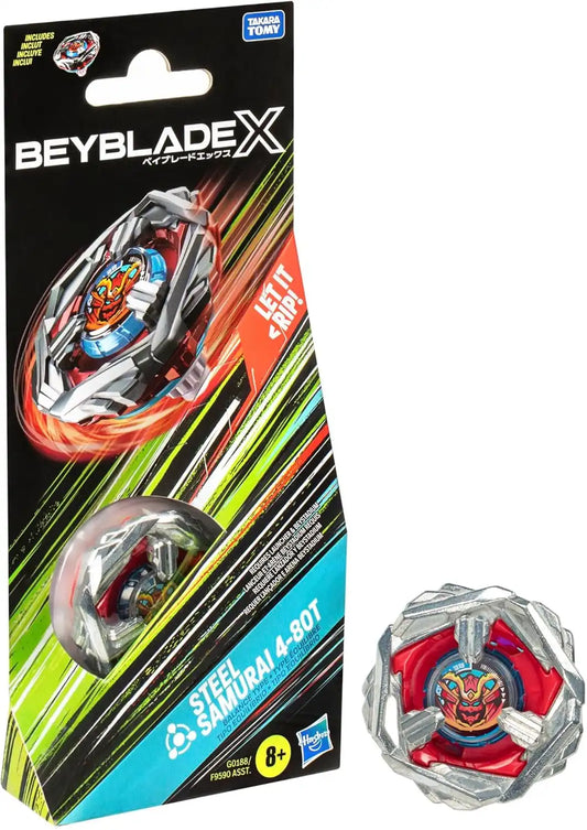 Beyblade X Steel Samurai 4-80T Booster Pack Set with Balance Type Right-Spinning Top; Battling Top Toys for 8 Year Old Boys and Girls