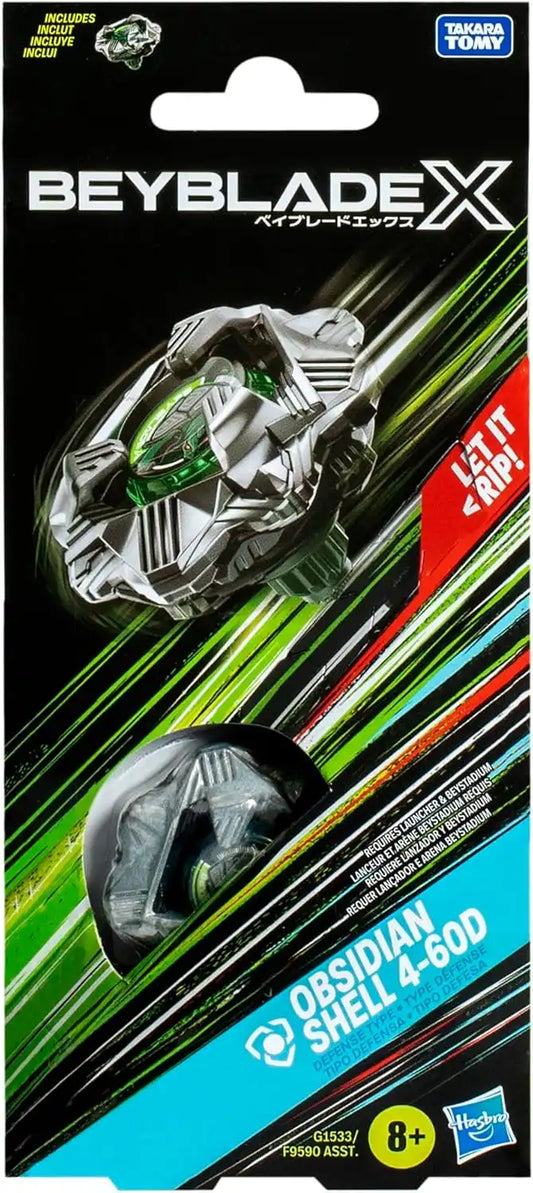 Beyblade X Obsidian Shell 4-60D Booster Pack Set with Defense Type Top; Authentic Takara Tomy Battle Tops Games/Toys for Boys and Girls 8+
