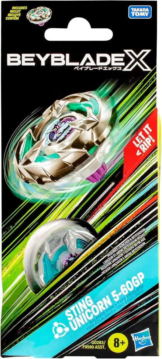 Beyblade X Sting Unicorn 5-60GP Booster Pack Set with Balance Type Right-Spinning Top; Battling Top Toys for 8 Year Old Boys and Girls