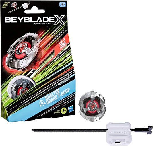 Beyblade X Shelter Drake 7-80GP BX Starter Pack Set with Takara Tomy Balance Type Top and Launcher, Battling Tops Game Toys, Ages 8+