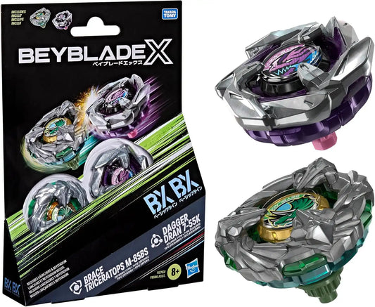 Beyblade X Brace Triceratops M-85BS BX & Dagger Dran 7-55K BX Dual Pack Set