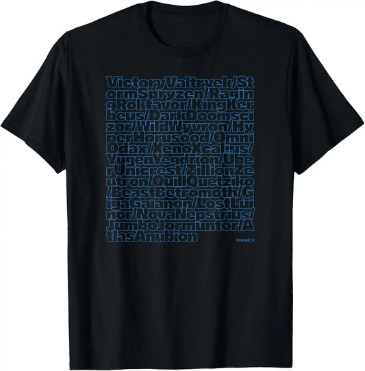 BEYBLADE BURST BEY NAMES ENGLISH BLUE TEXT T-Shirt